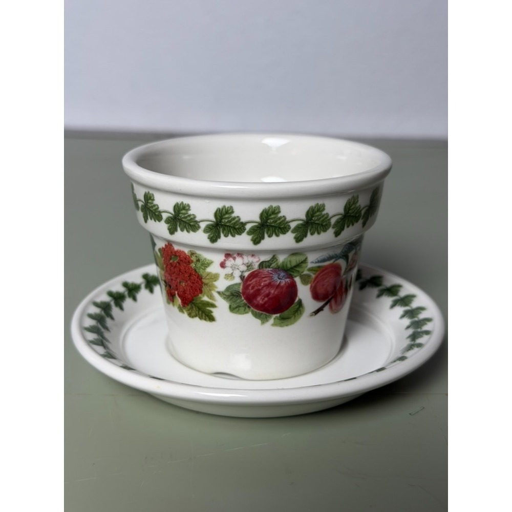 Portmeirion Pomona Mini Planter Saucer Creamer Pitcher 3 Pc Set England VTG
